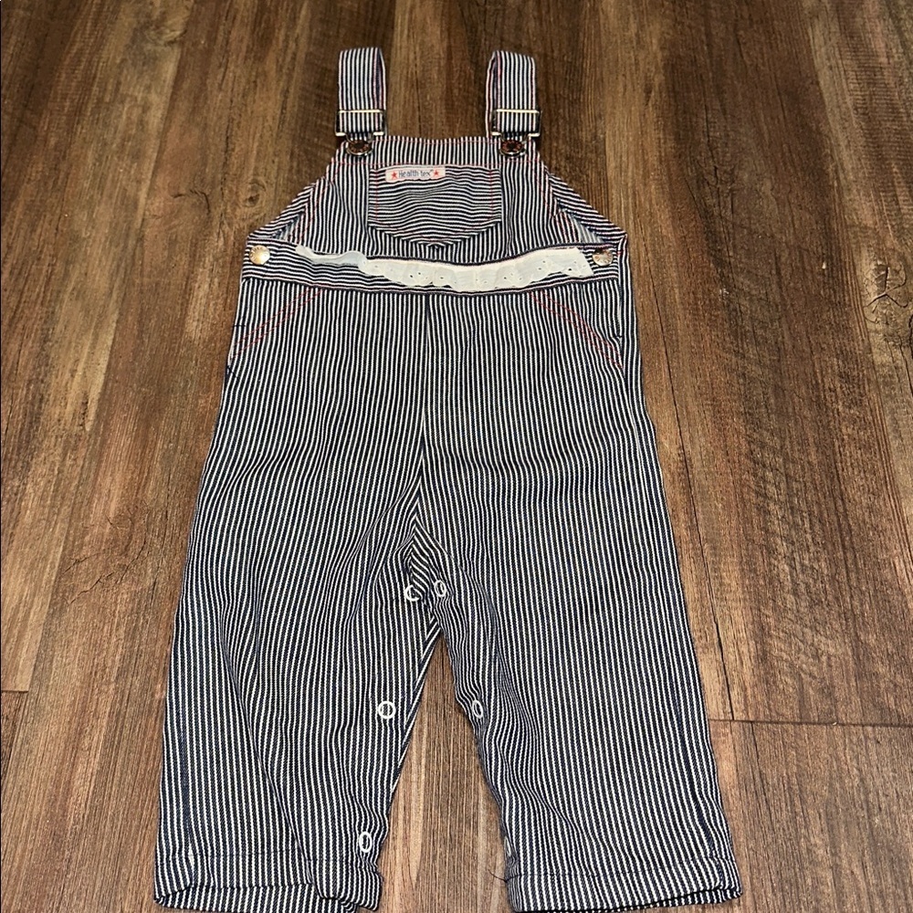 Vintage Healthtex Blue‎ & White Striped Conductor Overalls 18 Months